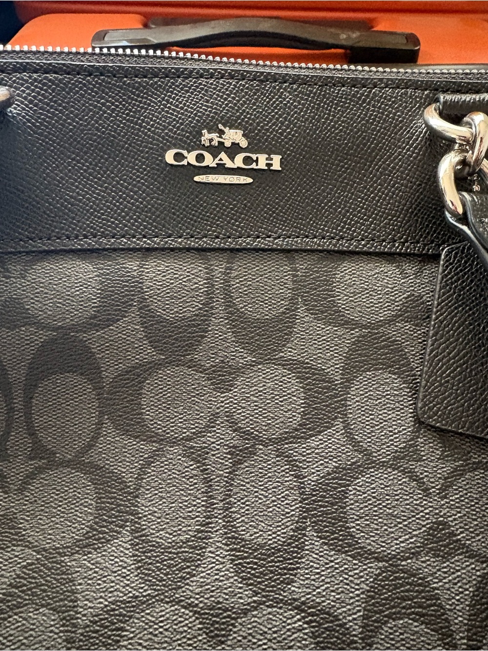 Coach Black Signature Logo Satchel with Silver Hardware - Picture 2 of 5